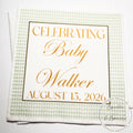 Green and Gold Gingham Baby Shower  Green Gold Preppy Neutral Baby Shower Personalized Cocktail, Luncheon or Dinner Napkins Set of 25