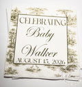 Green Toile Baby Shower Green Fall Neutral Baby Shower Fall Sage Green Personalized Cocktail, Luncheon or Dinner Napkins Set of 25