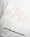 Custom Monogram Napkins Wedding Initial Napkins Baby Shower Pink Monogram Personalized Cocktail, Luncheon or Dinner Napkins Set of 25
