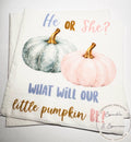 Fall Pumpkin Gender Reveal He or She What Will Little Pumpkin Blue Pink White Pumpkin Baby Shower Cocktail or Luncheon Napkins, Set of 25