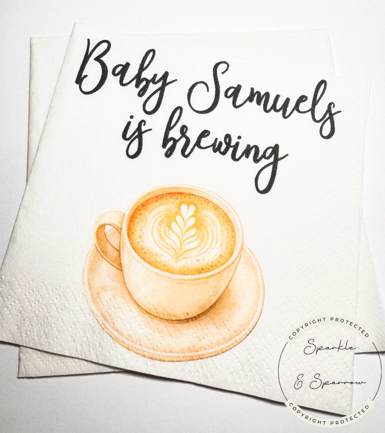 A Baby is Brewing Baby Shower Coffee Themed Baby Shower Espresso Bar Baby Brunch Fall Baby Shower Personalized Cocktail Napkins, Set of 25