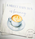 A Sweet Baby Boy is Brewing Baby Shower Coffee Bar Baby Brunch Coffee Blue Fall Baby Shower Cocktail, Luncheon or Dinner Napkins Set of 25