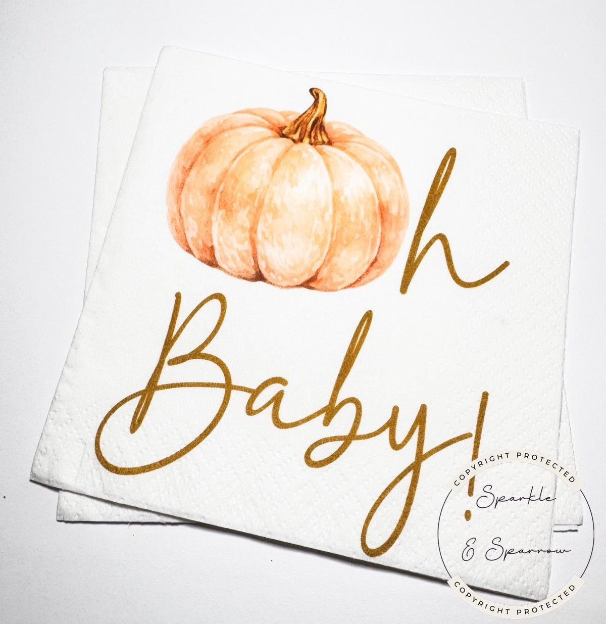 Pumpkin Oh Baby Shower Fall Pumpkin Baby Shower Orange Pumpkin Gender Reveal Pumpkin Oh Baby Cocktail, Luncheon or Dinner Napkins Set of 25