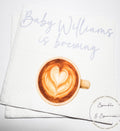 A Baby is Brewing Baby Shower Napkins Coffee Bar Baby Brunch Fall Baby Shower Blue Baby Shower Personalized Cocktail Napkins, Set of 25