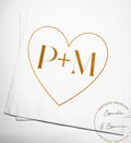 Heart Initials Wedding Napkin Bridal Shower Gold Bridal Shower Gold Wedding Personalized Cocktail, Luncheon or Dinner Napkins Set of 25