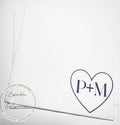 Personalized Wedding Napkins Custom Initial Napkins Navy Heart Engagement Party Napkins Couple Monogram Bridal Shower Napkins Set of 25