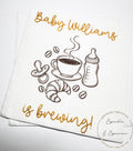 A Baby is Brewing Baby Shower Napkins Coffee Bar Baby Brunch Fall Baby Shower Latte Decor Personalized Cocktail Napkins, Set of 25