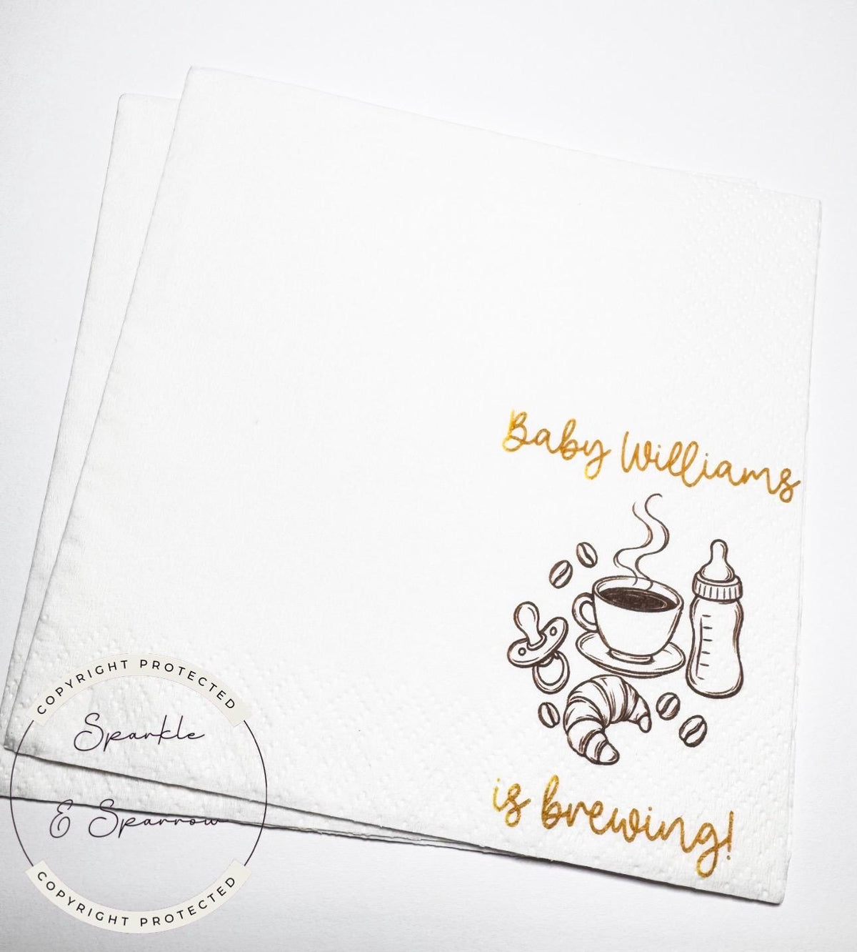 A Baby is Brewing Baby Shower Napkins Coffee Bar Baby Brunch Fall Baby Shower Latte Decor Personalized Cocktail Napkins, Set of 25