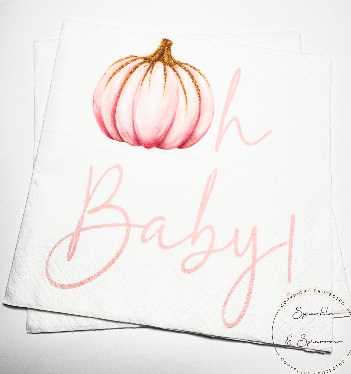 Pumpkin Baby Shower Napkins Oh Baby Pumpkin Fall Baby Shower Decor Pink Pumpkin Girl Baby Shower Little Pumpkin Shower Napkins, Set of 25