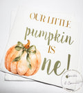 Our Little Pumpkin is One Pumpkin First Birthday Pumpkin Green Bow Pumpkin One Fall Bday Cocktail, Luncheon or Dinner Napkins Set of 25