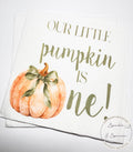Our Little Pumpkin is One Pumpkin First Birthday Pumpkin Green Bow Pumpkin One Fall Bday Cocktail, Luncheon or Dinner Napkins Set of 25