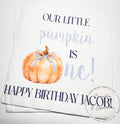 Pumpkin First Birthday Pumpkin Blue Bow Pumpkin One Birthday Blue Bow Pumpkin Personalized Cocktail, Luncheon or Dinner Napkins Set of 25