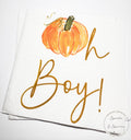 Oh Boy Pumpkin Napkins Fall Baby Shower Napkins Boy Neutral Gold Pumpkin Baby Shower Little Pumpkin Fall Baby Shower Napkins, Set of 25