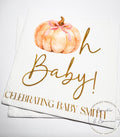 Pumpkin Oh Baby Shower Pink Bow Pumpkin Girl Fall Pink Bow Baby Shower Fall Personalized  Cocktail, Luncheon or Dinner Napkins Set of 25