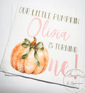 Our Little Pumpkin is One First Birthday Pumpkin Sage Green Bow Pumpkin 1st Bday Pink Green Personalized Napkins, Set of 25