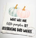 Fall Pumpkin Gender Reveal He or She What Will Little Pumpkin Be Pink Blue Pumpkin Baby Personalized Cocktail or Luncheon Napkins, Set of 25