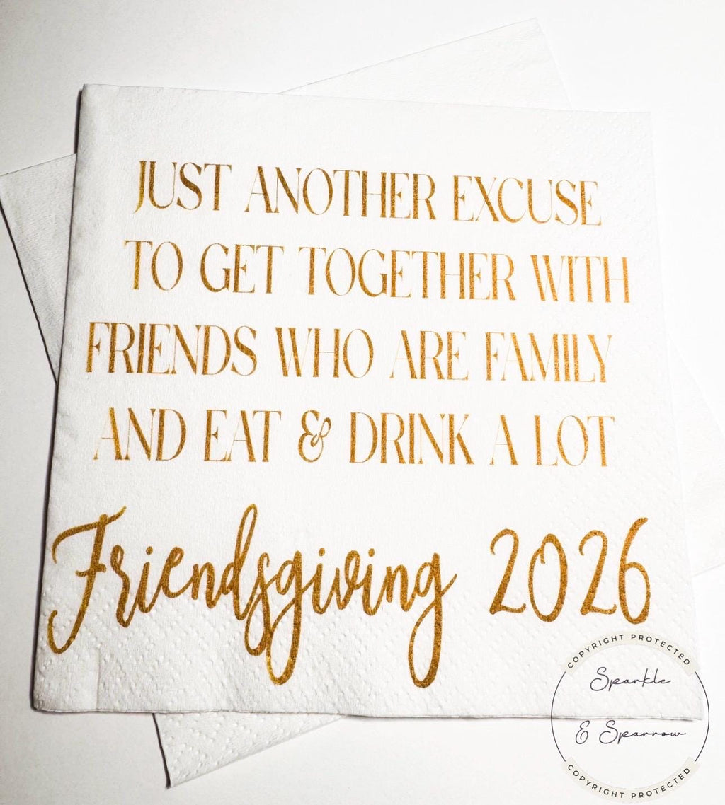 Friendsgiving Napkins Thanksgiving Party Napkins Holiday Hostess Gift Friendsgiving 2026 Fall Cocktail Napkins Friendsgiving Decor Set of 25