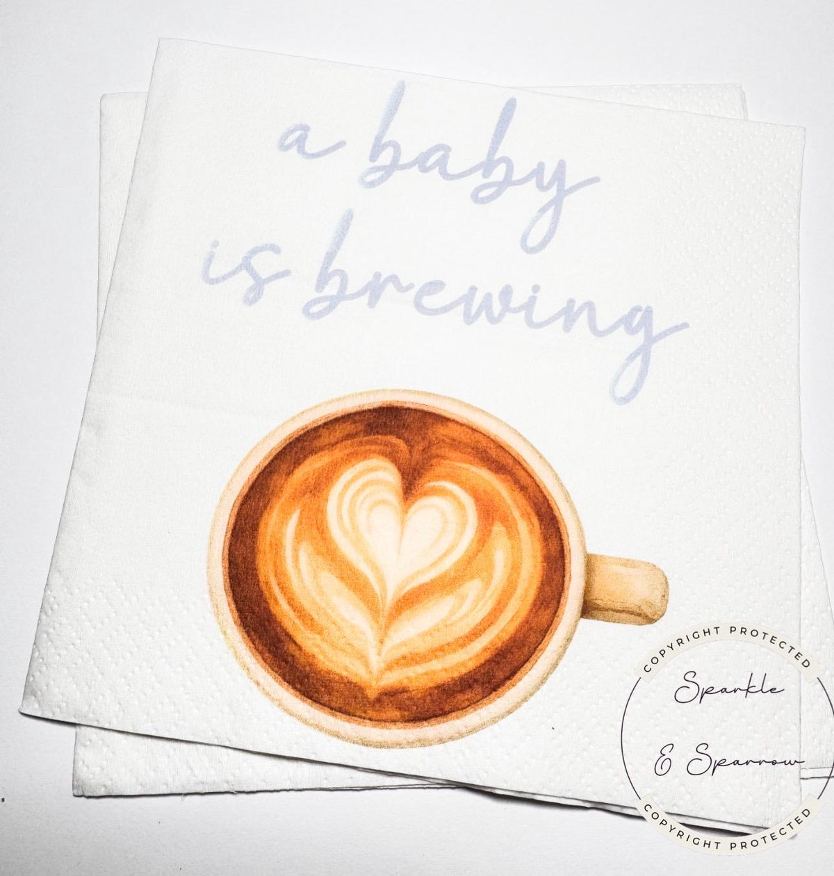 A Baby is Brewing Baby Shower Coffee Bar Baby Brunch Coffee Blue Fall Baby Shower Blue Decor Cocktail, Luncheon or Dinner Napkins Set of 25