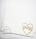 Heart Initials Wedding Napkin Bridal Shower Gold Bridal Shower Gold Wedding Personalized Cocktail, Luncheon or Dinner Napkins Set of 25