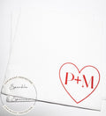 Heart Initials Wedding Napkin Bridal Shower Red Bridal Shower Red Wedding Personalized Cocktail, Luncheon or Dinner Napkins Set of 25