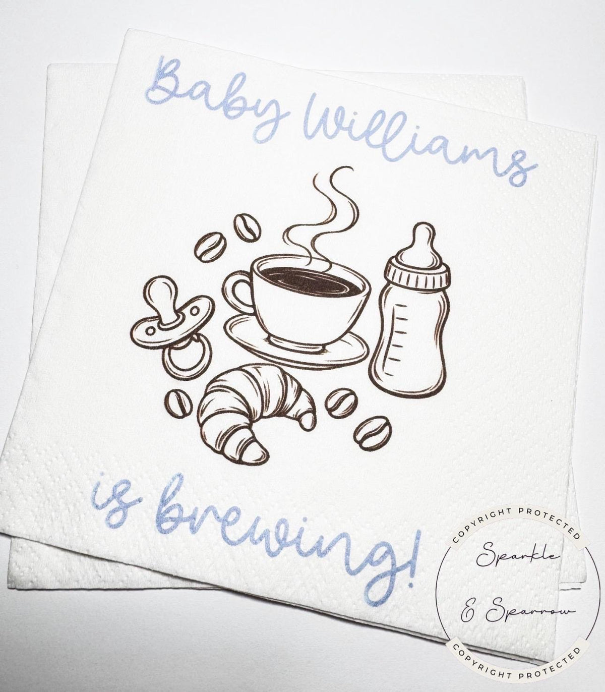 A Baby is Brewing Baby Shower Coffee Themed Baby Shower Espresso Bar Baby Brunch Fall Baby Shower Personalized Cocktail Napkins, Set of 25
