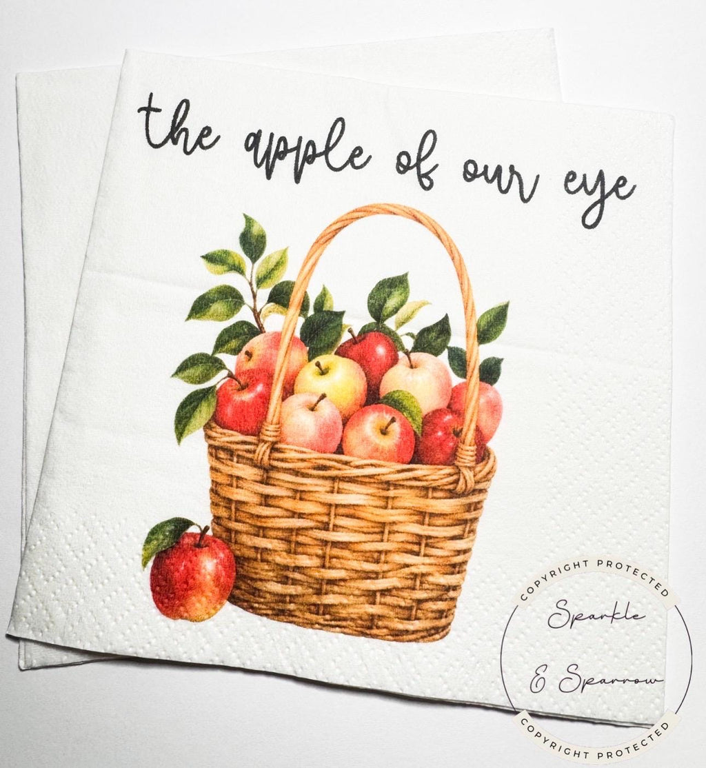 Apple of our Eye Baby Shower Apple Birthday Fall Baby Shower Apple Fall Birthday Red Apple Cocktail, Luncheon or Dinner Napkins Set of 25