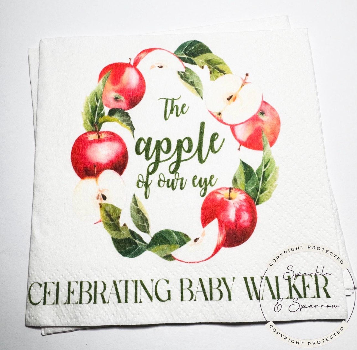 Apple of our Eye Baby Shower Apple Fall Baby Shower Apple Fall Apple Baby Shower Personalized Cocktail, Luncheon or Dinner Napkins Set of 25