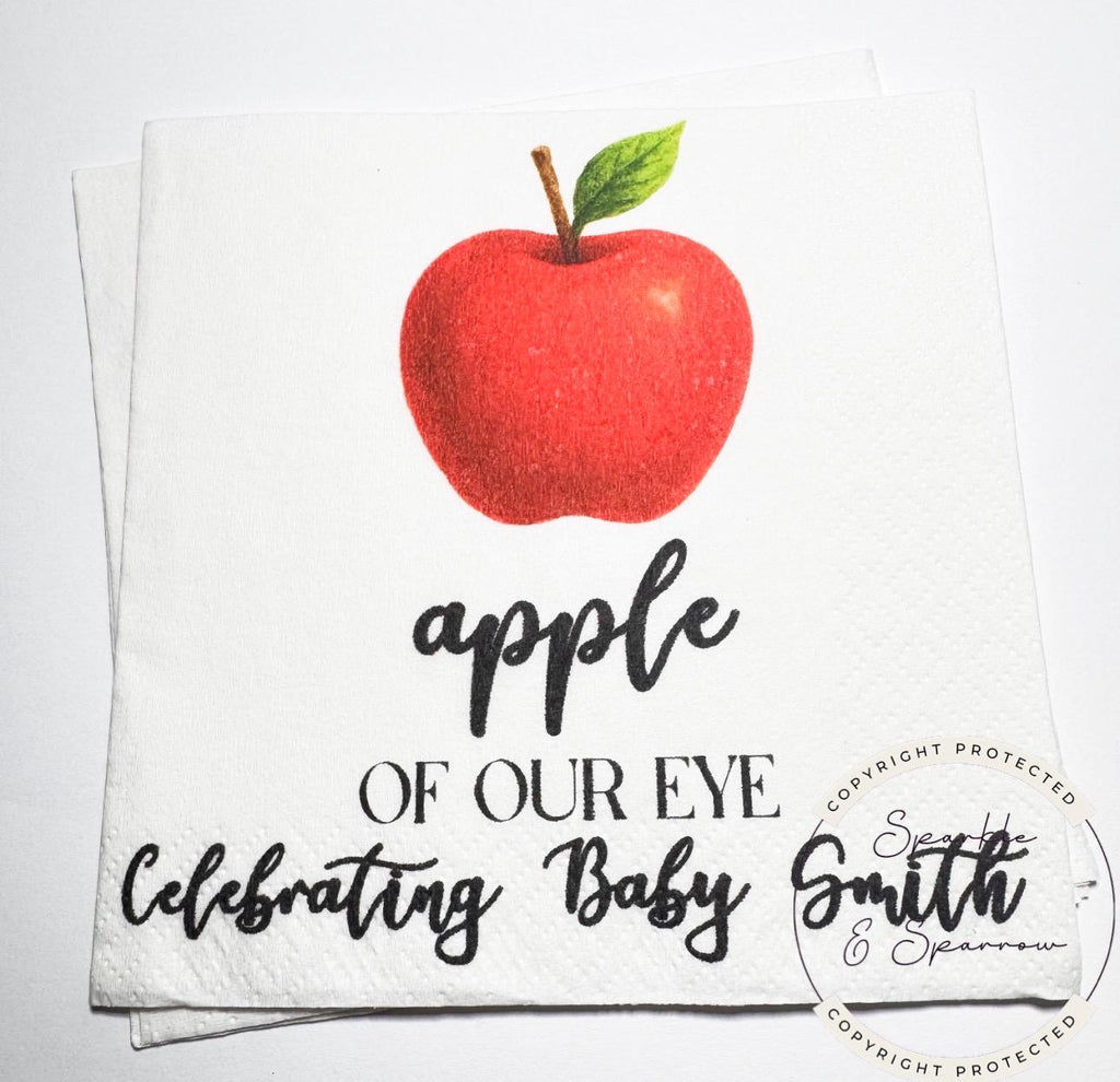 Apple of our Eye Baby Shower Apple Fall Baby Shower Apple Fall Apple Baby Shower Personalized Cocktail, Luncheon or Dinner Napkins Set of 25