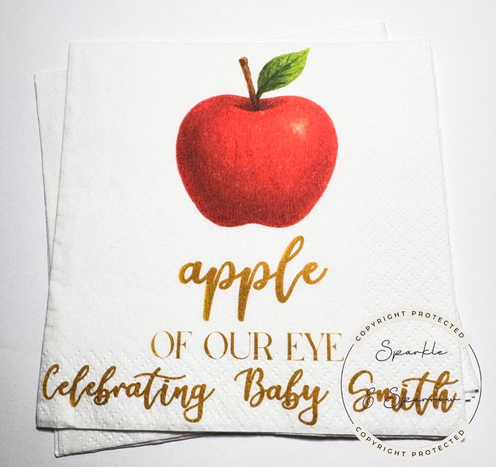 Apple of our Eye Baby Shower Apple Fall Baby Shower Apple Fall Apple Baby Shower Personalized Cocktail, Luncheon or Dinner Napkins Set of 25