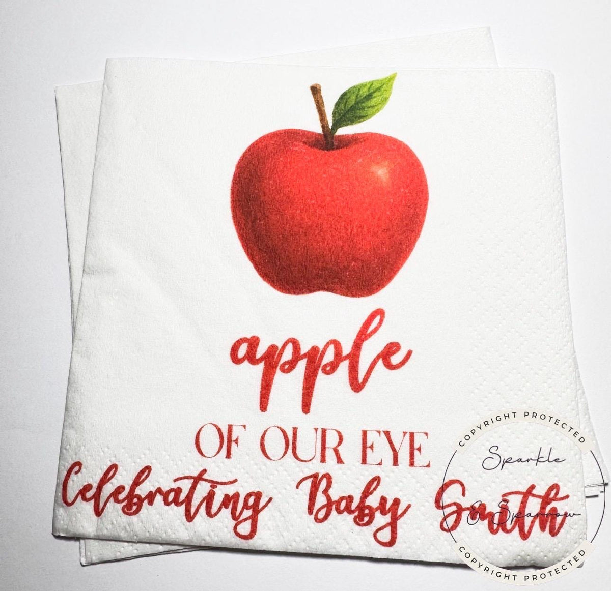 Apple of our Eye Baby Shower Apple Fall Baby Shower Apple Fall Apple Baby Shower Personalized Cocktail, Luncheon or Dinner Napkins Set of 25