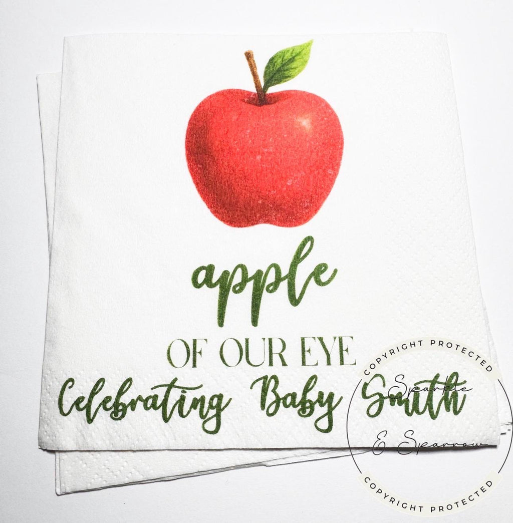 Apple of our Eye Baby Shower Apple Fall Baby Shower Apple Fall Apple Baby Shower Personalized Cocktail, Luncheon or Dinner Napkins Set of 25