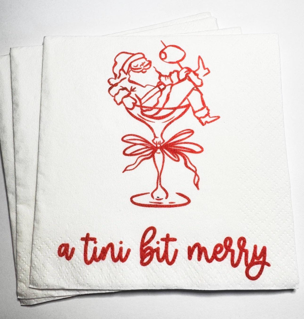 Tini Bit Merry Santa Martini Christmas Party Jingle & Mingle Friendsmas Holiday Cocktail Party Cocktail Luncheon or Dinner Napkins Set of 25