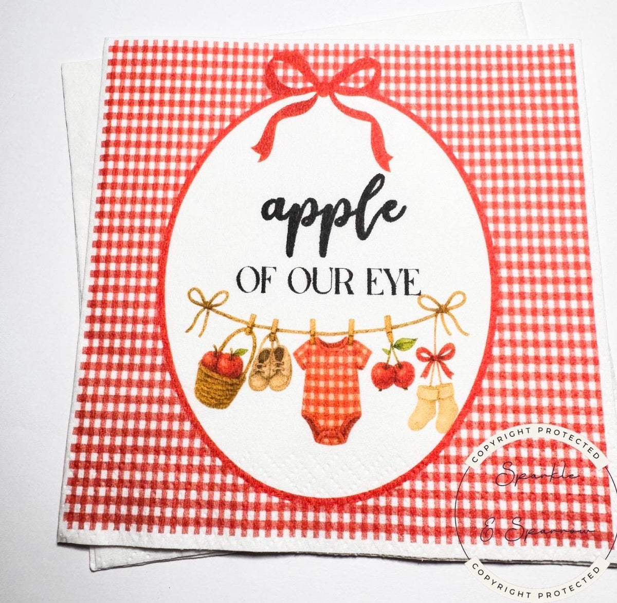 Apple of our Eye Baby Shower Apple Birthday Fall Baby Shower Apple Fall Birthday Red Apple Cocktail, Luncheon or Dinner Napkins Set of 25