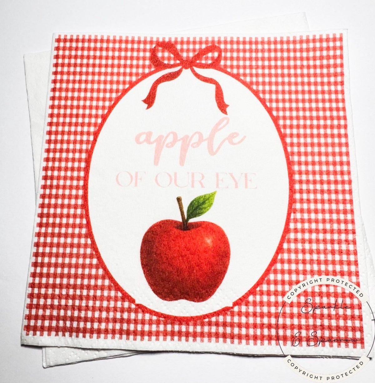 Apple of our Eye Baby Shower Apple Birthday Fall Baby Shower Apple Fall Birthday Red Apple Cocktail, Luncheon or Dinner Napkins Set of 25