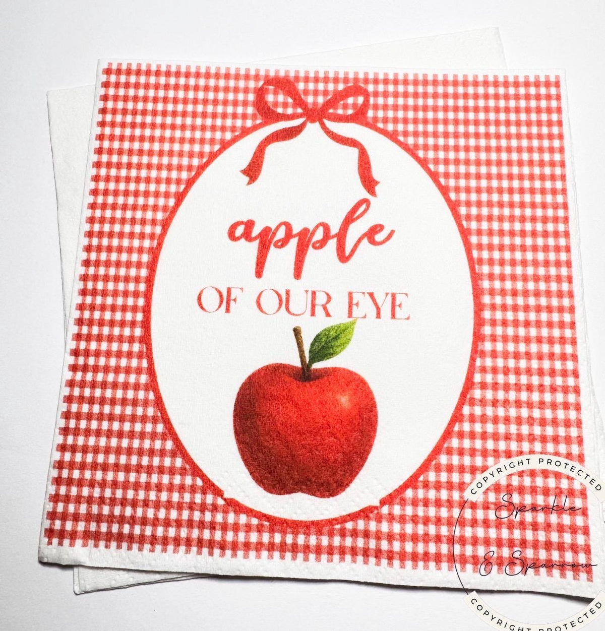 Apple of our Eye Baby Shower Apple Birthday Fall Baby Shower Apple Fall Birthday Red Apple Cocktail, Luncheon or Dinner Napkins Set of 25