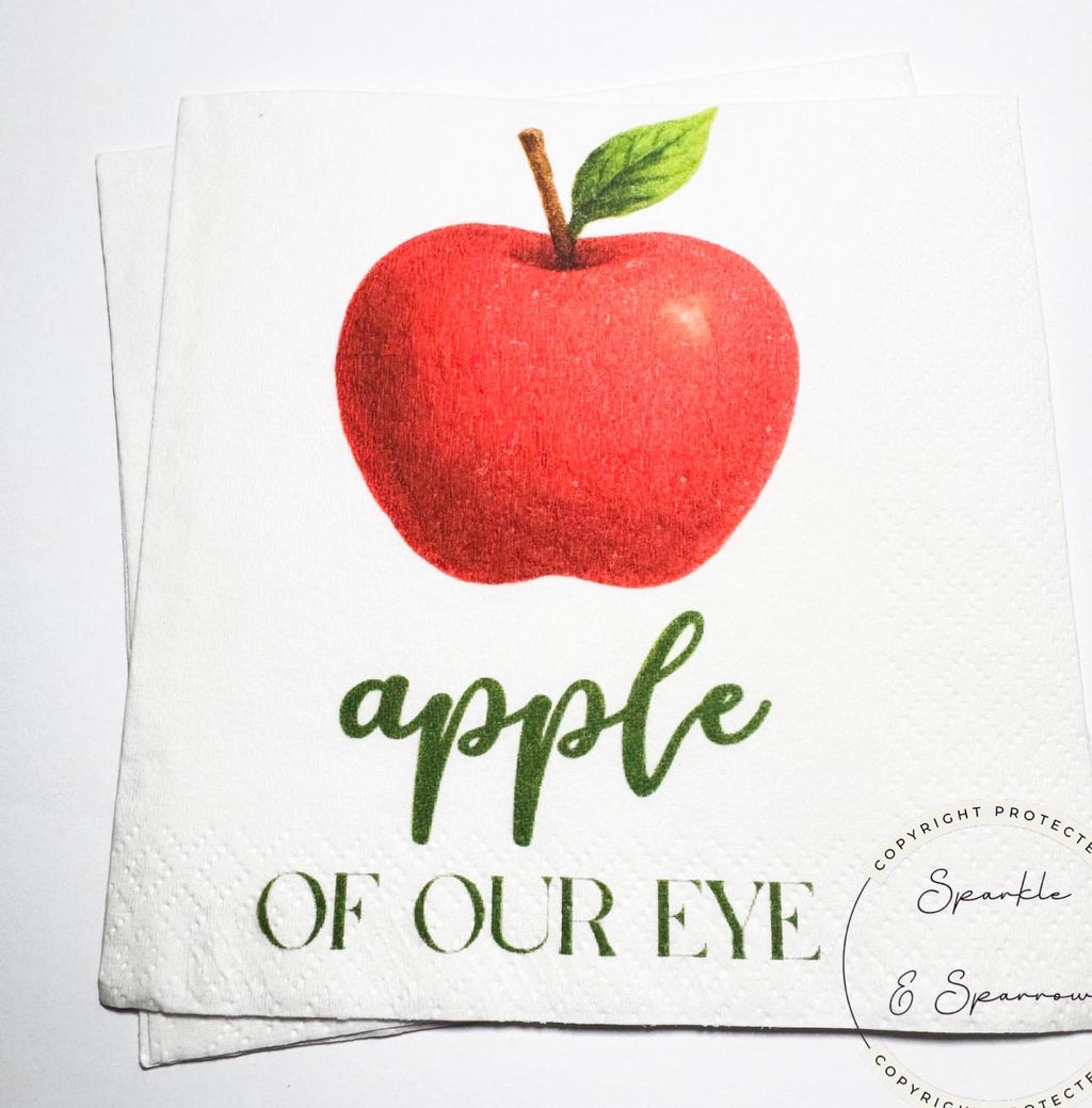 Apple of our Eye Baby Shower Apple Birthday Fall Baby Shower Apple Fall Birthday Red Apple Cocktail, Luncheon or Dinner Napkins Set of 25