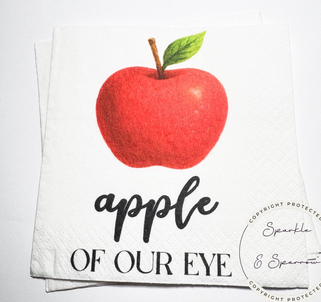 Apple of our Eye Baby Shower Apple Birthday Fall Baby Shower Apple Fall Birthday Red Apple Cocktail, Luncheon or Dinner Napkins Set of 25