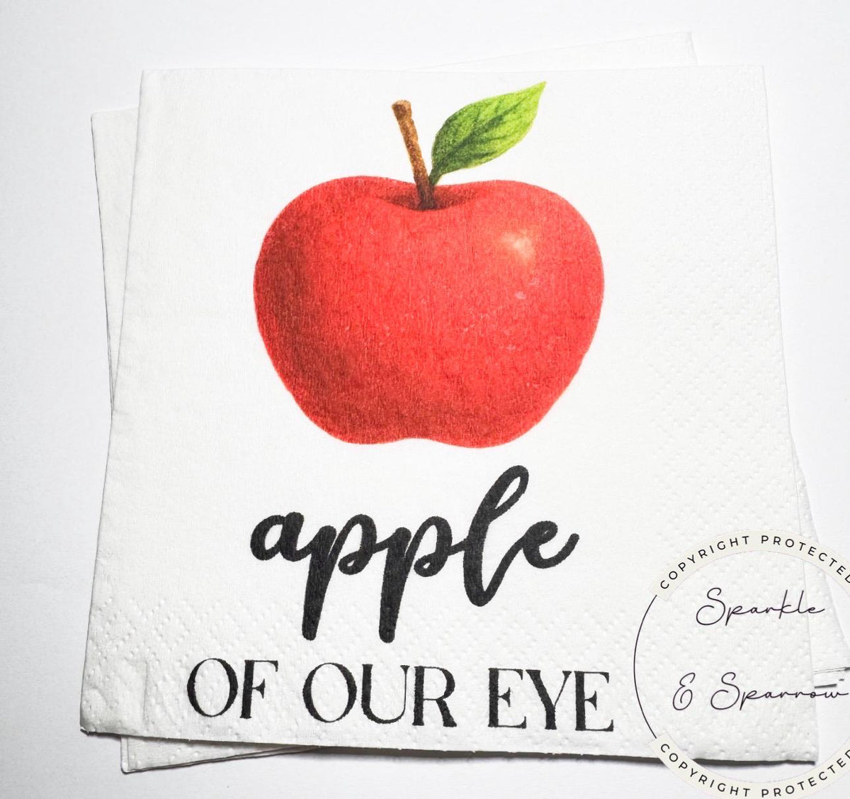 Apple of our Eye Baby Shower Apple Birthday Fall Baby Shower Apple Fall Birthday Red Apple Cocktail, Luncheon or Dinner Napkins Set of 25