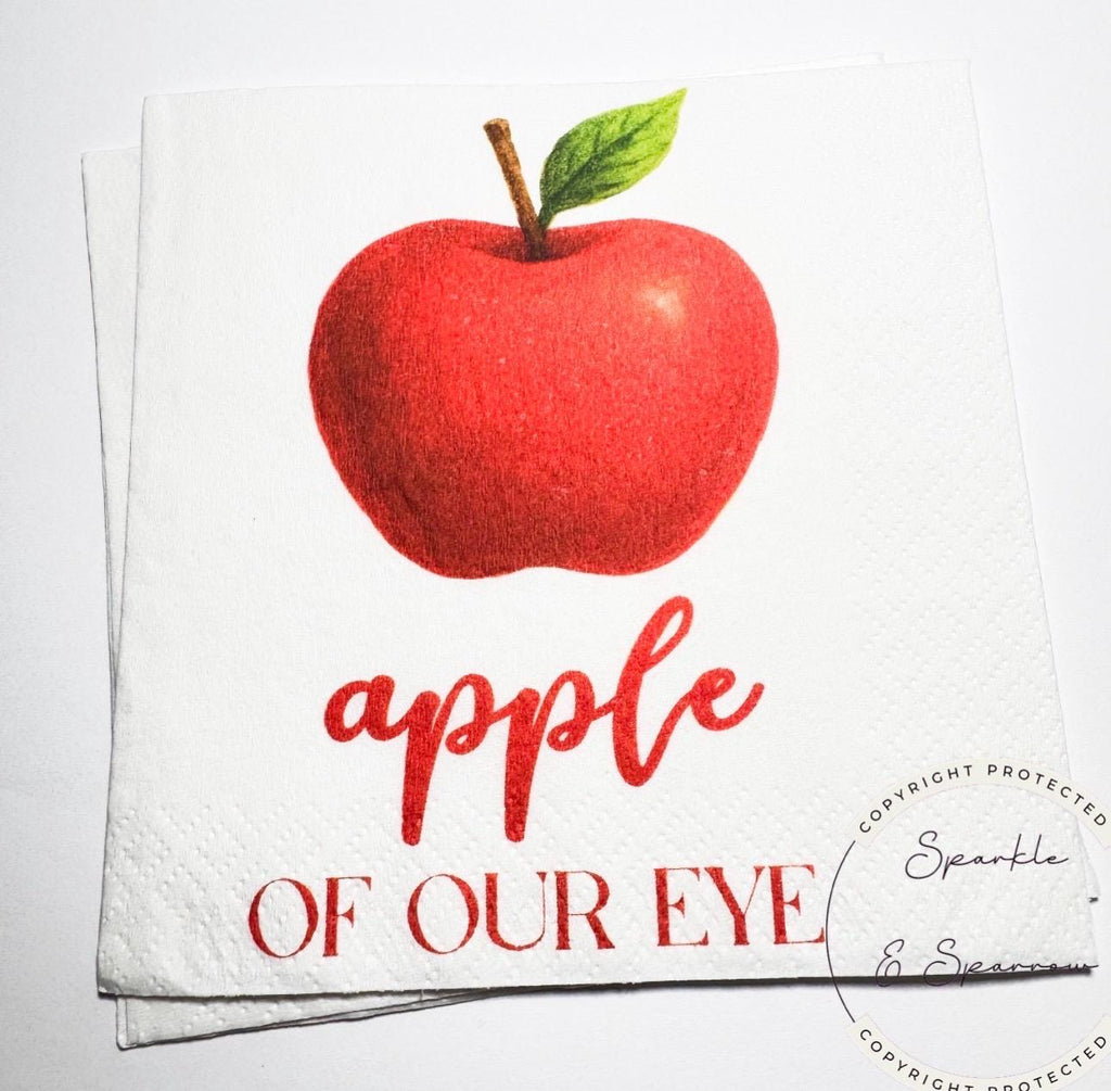 Apple of our Eye Baby Shower Apple Birthday Fall Baby Shower Apple Fall Birthday Red Apple Cocktail, Luncheon or Dinner Napkins Set of 25