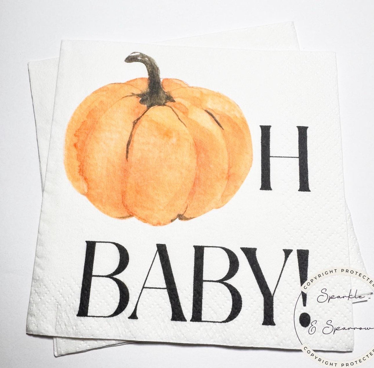 Pumpkin Oh Baby Shower Fall Pumpkin Baby Shower Orange Pumpkin Gender Reveal Pumpkin Oh Baby Cocktail, Luncheon or Dinner Napkins Set of 25