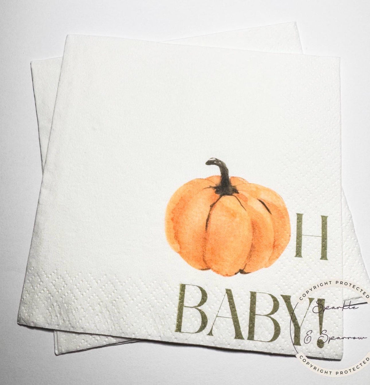 Pumpkin Oh Baby Shower Fall Pumpkin Baby Shower Orange Pumpkin Gender Reveal Pumpkin Oh Baby Cocktail, Luncheon or Dinner Napkins Set of 25