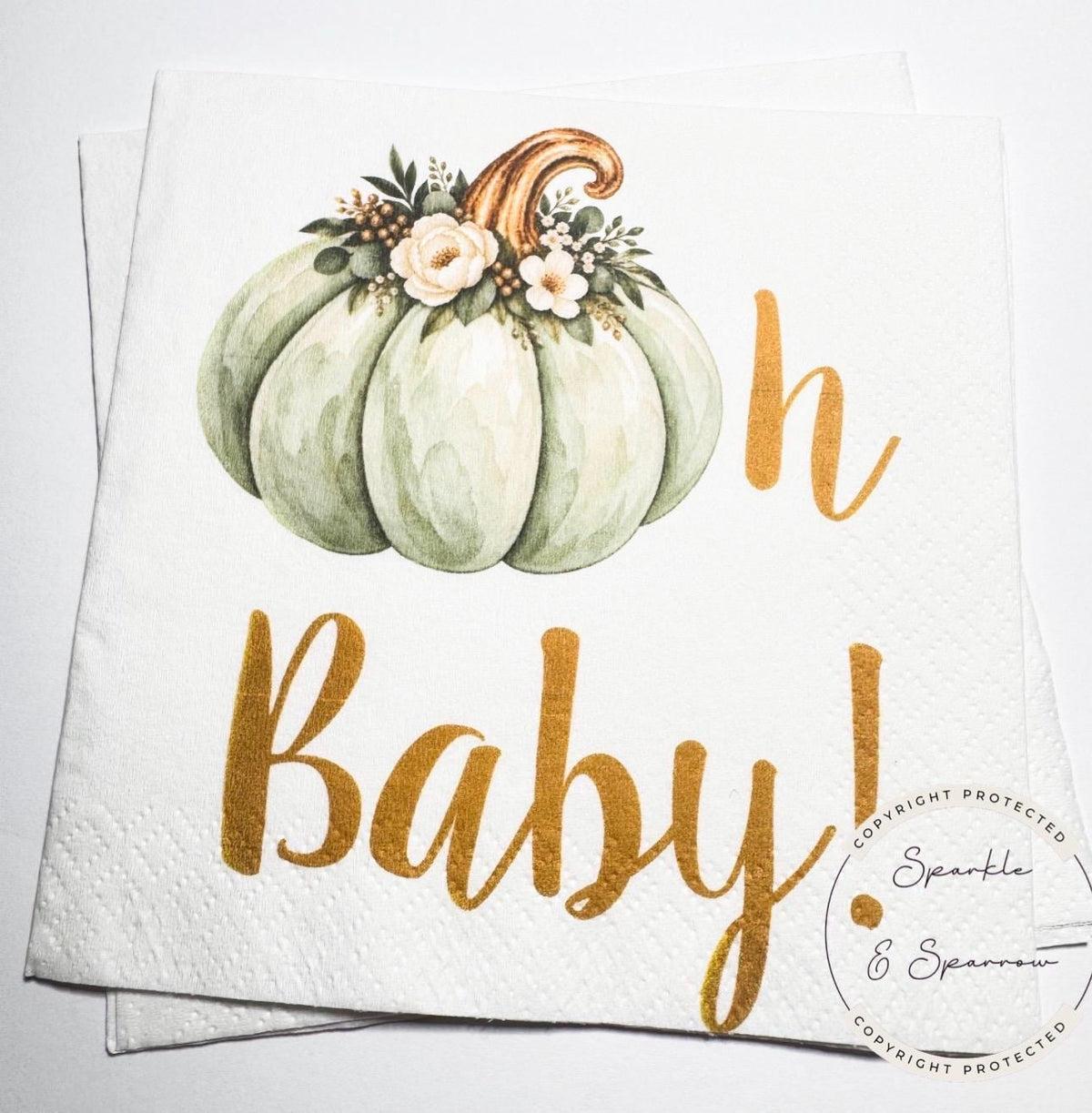 Pumpkin Oh Baby Shower Fall Pumpkin Baby Shower Gender Neutral Pumpkin Oh Baby Reveal Cocktail, Luncheon or Dinner Napkins Set of 25