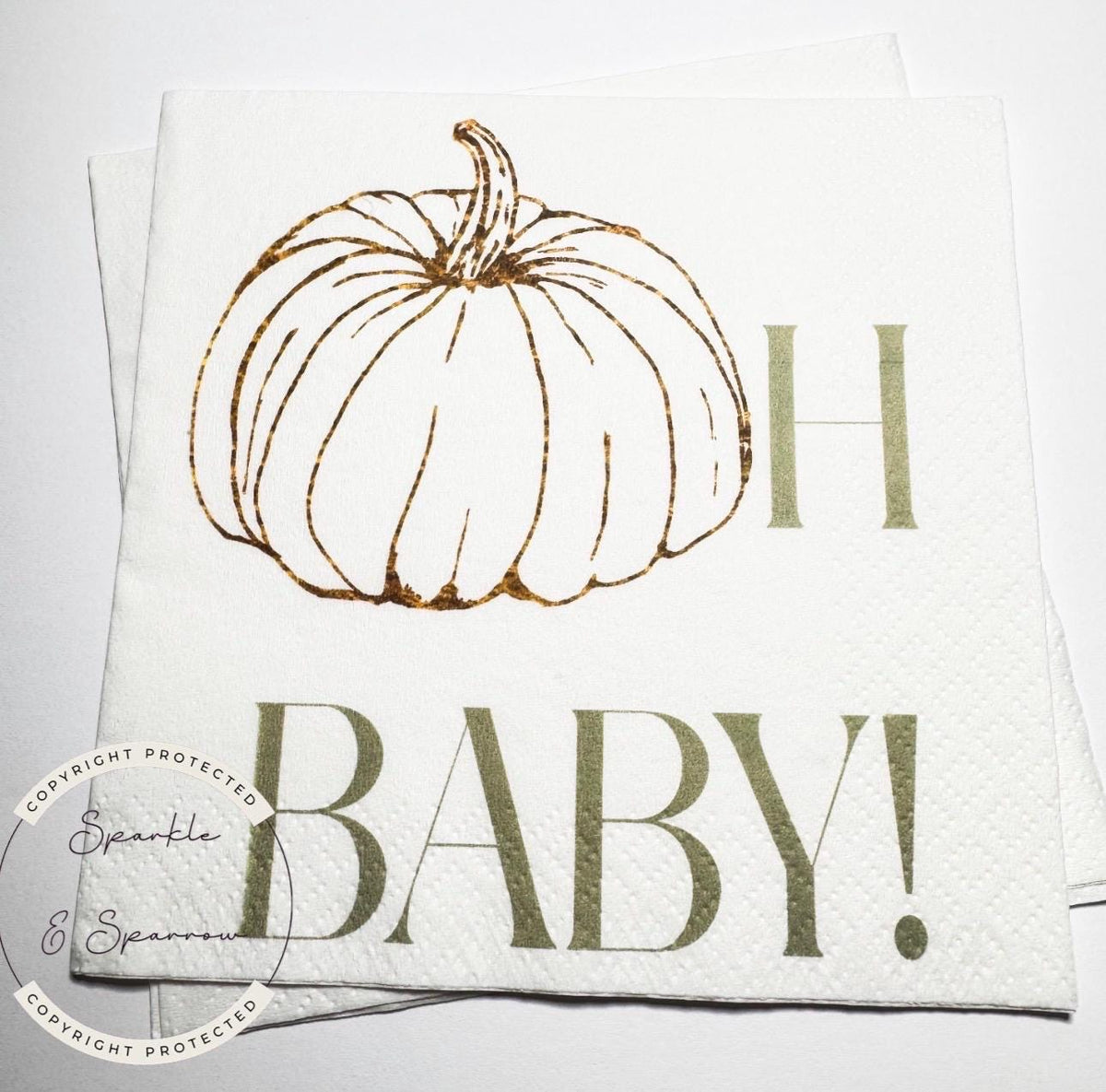 Pumpkin Oh Baby Shower Fall Pumpkin Baby Shower Gender Neutral Pumpkin Oh Baby Reveal Cocktail, Luncheon or Dinner Napkins Set of 25