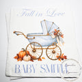 Fall in Love With Baby Fall Baby Shower Blue Baby Carriage Boy Fall in Love Baby Shower Pumpkin Baby Shower Personalized Napkins, Set of 25