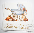 Fall in Love With Baby Fall Baby Shower Blue Baby Carriage Boy Fall in Love Baby Shower Pumpkin Baby Shower Blue Bow Napkins, Set of 25