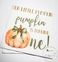Our Little Pumpkin is One Pumpkin First Birthday Pumpkin Green Bow Pumpkin One Fall Bday Cocktail, Luncheon or Dinner Napkins Set of 25