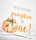 Our Little Pumpkin is One Pumpkin First Birthday Pumpkin Green Bow Pumpkin One Fall Bday Cocktail, Luncheon or Dinner Napkins Set of 25