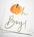 Oh Boy Pumpkin Napkins Fall Baby Shower Napkins Boy Neutral Green Pumpkin Baby Shower Little Pumpkin Fall Baby Shower Napkins, Set of 25