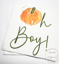Oh Boy Pumpkin Napkins Fall Baby Shower Napkins Boy Neutral Green Pumpkin Baby Shower Little Pumpkin Fall Baby Shower Napkins, Set of 25