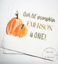Our Lil Pumpkin First Birthday Pumpkin One Fall Birthday Little Pumpkin 1st Bday Personalized Cocktail, Luncheon or Dinner Napkins Set of 25